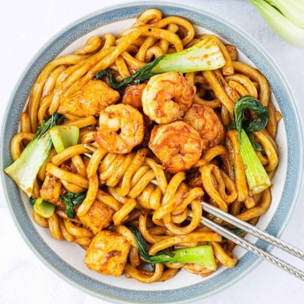 udon noodles gamba thaise curry